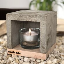 candle cube Set Tisch Kamin Beton+12 Maxi-Teelichter