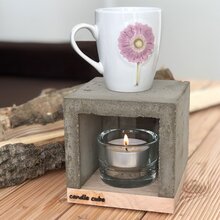 candle cube Set Tisch Kamin Beton+12 Maxi-Teelichter