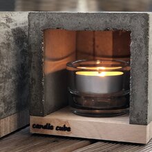 candle cube Set Tisch Kamin Beton+12 Maxi-Teelichter