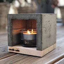 candle cube Set Tisch Kamin Beton+12 Maxi-Teelichter