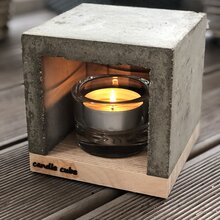 candle cube Set Tisch Kamin Beton+12 Maxi-Teelichter