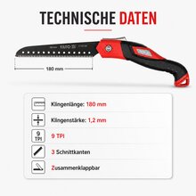 Asts�ge Klapps�ge 180 mm Typ YT-87730