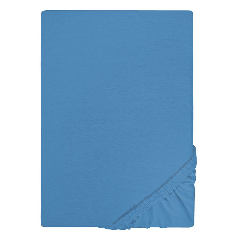 Biberna Jersey Spannbettlaken 135g/m 90 - 100 x 200 cm Azurblau
