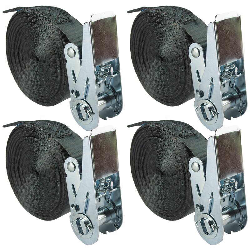 4 x Jumbo Spanngurt 5 m 25 mm 1600 kg Ratsche Zurrgurt | schwarz
