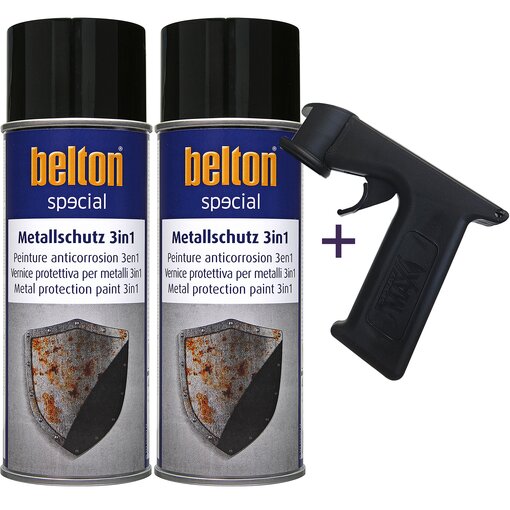 2x Belton Metallschutzlack 3in1 400 ml incl. Handgriff 2 xSchwarz