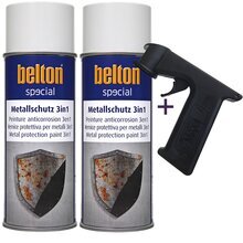 2x Belton Metallschutzlack 3in1 400 ml incl. Handgriff 2 xReinweiss