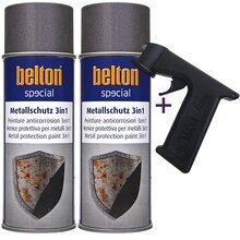 2x Belton Metallschutzlack 3in1 400 ml incl. Handgriff 2 xEisenglimmer Anthrazit