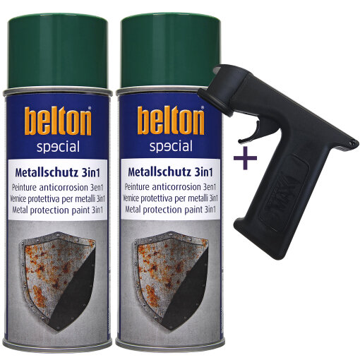2x Belton Metallschutzlack 3in1 400 ml incl. Handgriff 2x Moosgrün
