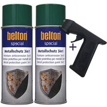 2x Belton Metallschutzlack 3in1 400 ml incl. Handgriff 2x Moosgr�n