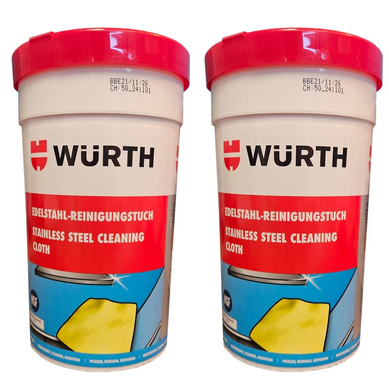 2 x Wrth Edelstahlreinigungstuch 27X32cm 30 Stck 089312130