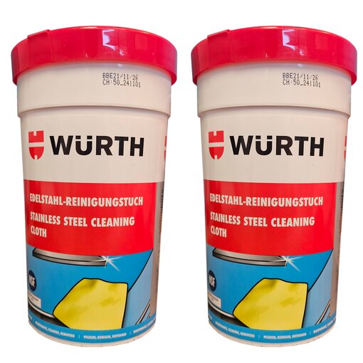 2 x Wrth Edelstahlreinigungstuch 27X32cm 30 Stck 089312130