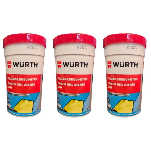 3 x Wrth Edelstahlreinigungstuch 27X32cm 30 Stck 089312130