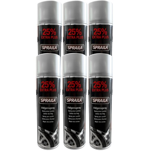 6 x Spraila Auto Lackspray Dose Felgenspray Silber 500ml