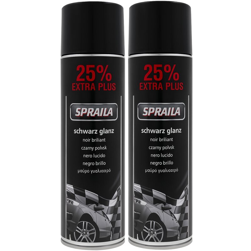 2 x Auto Lackspray Dose Spraila Schwarz Glanz 500ml