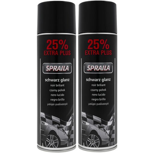 2 x Auto Lackspray Dose Spraila Schwarz Glanz 500ml