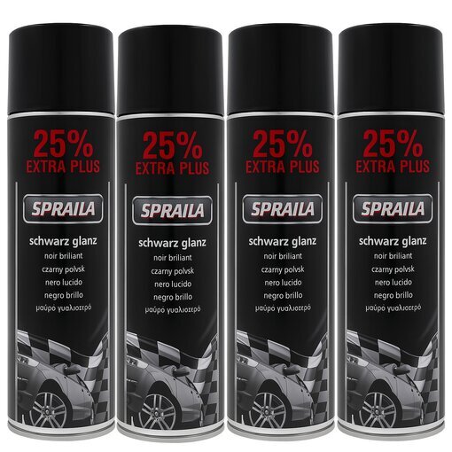 4 x Auto Lackspray Dose Spraila Schwarz Glanz 500ml