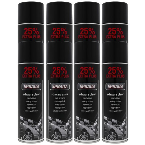 8 x Auto Lackspray Dose Spraila Schwarz Glanz 500ml
