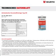 2 x 1000 ml W�rth Kunststoffreiniger Antistatisch Typ 20 | 089210011