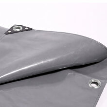 PVC Abdeckplane Grau 650 g|m²  dicke LKW Plane wasserdicht mit Ösen 4 x 8 m
