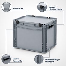 AUER Eurobeh�lter mit Schanierdeckel ED 43/32 | 40 x 30 x 33,5 cm Stapelbox