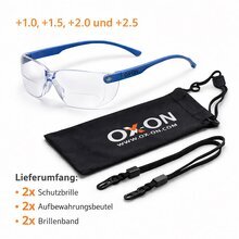 2 St�ck OX-ON Schutzbrille Eyewear Focus mit Sehst�rke + 1.5 dpt