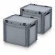 2 X AUER Eurobehälter mit Schanierdeckel ED 43/32 | 40 x 30 x 33,5 cm