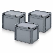 3 X AUER Eurobeh�lter mit Schanierdeckel ED 43/32 | 40 x 30 x 33,5 cm