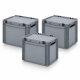 3 X AUER Eurobehälter mit Schanierdeckel ED 43/32 | 40 x 30 x 33,5 cm