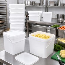 AUER 10,3 Liter Eimer rechteckig mit Deckel 29 x 20 x 27 cm Weiß 10 Stück