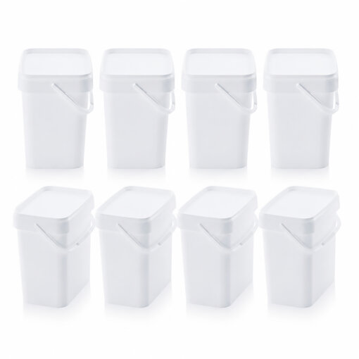 AUER 10,3 Liter Eimer rechteckig mit Deckel 29 x 20 x 27 cm Weiß 8 Stück