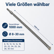 SDS-Plus Bohrer 1000 mm lang für Mauerwerk, Beton & Naturstein Ø 10 mm