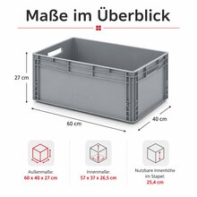 2 x AUER Eurobehälter EG 64/27 | 60 x 40 x 27 cm Transportbox Lagerkiste