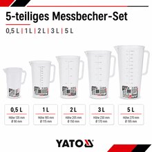 Yato Messbecher-Set Groß 0,5 /1/ 2/ 3 und 5 Liter |...