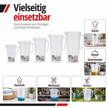 Yato Messbecher-Set Groß 0,5 /1/ 2/ 3 und 5 Liter | Messkrug Dosierhilfe