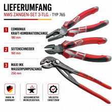NWS Profi Zangen-Set 3 tlg. Kombi-Seiten-Wapu MaxiMX Typ 765