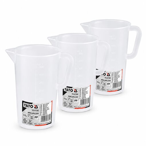 3 x Messbecher 0,5 Liter YG-07282 | Kunststoff Messkrug Messkanne Dosierhilfe