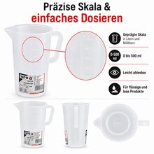 3 x Messbecher 0,5 Liter YG-07282 | Kunststoff Messkrug Messkanne Dosierhilfe