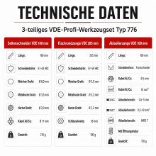 NWS VDE Zangen-Set 3 tlg. | Seiten-Flachrund-Abiso | Typ 776