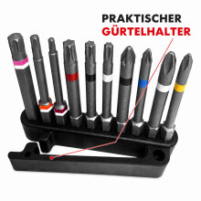 Würth Bit-Sortiment lang 70 mm 1/4 Zoll mit Gürtelclip 10-teilig 0614250020