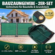 2 Stück Bauzaungewebe grün 1,76 x 3,41 m...