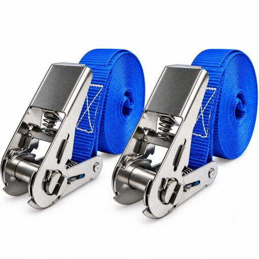 2 x StückZurrgurt Ratsche Edelstahl 2,5 cm ZH104 Blau Ladungssicherung