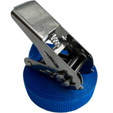 4 x Stück Zurrgurt Ratsche Edelstahl 2,5 cm ZH104 Blau Ladungssicherung
