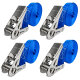 4 x Stück Zurrgurt Ratsche Edelstahl 2,5 cm ZH104 Blau Ladungssicherung
