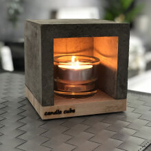 2 Stück candle cube© Teelicht Tisch Kamin Beton mit gr. Teelicht