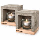 2 Stück candle cube© Teelicht Tisch Kamin Beton mit gr. Teelicht