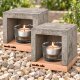 2 Stück candle cube© Teelicht Tisch Kamin Beton mit gr. Teelicht
