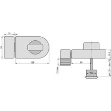 BASI Kastenzusatzschloss Edelstahl KS 500R-70 Typ R1305-0208