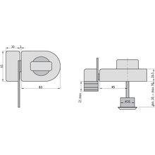 BASI Kastenzusatzschloss mit Sperrbgel Silber KS 500R-45 Typ R1304-0205